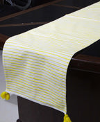 Cotton Table Runner with Yellow Stripes 16"x90" Dining Decor Table Runners La Vie Bien Cotton Table Runner with Yellow Stripes 16"x90"