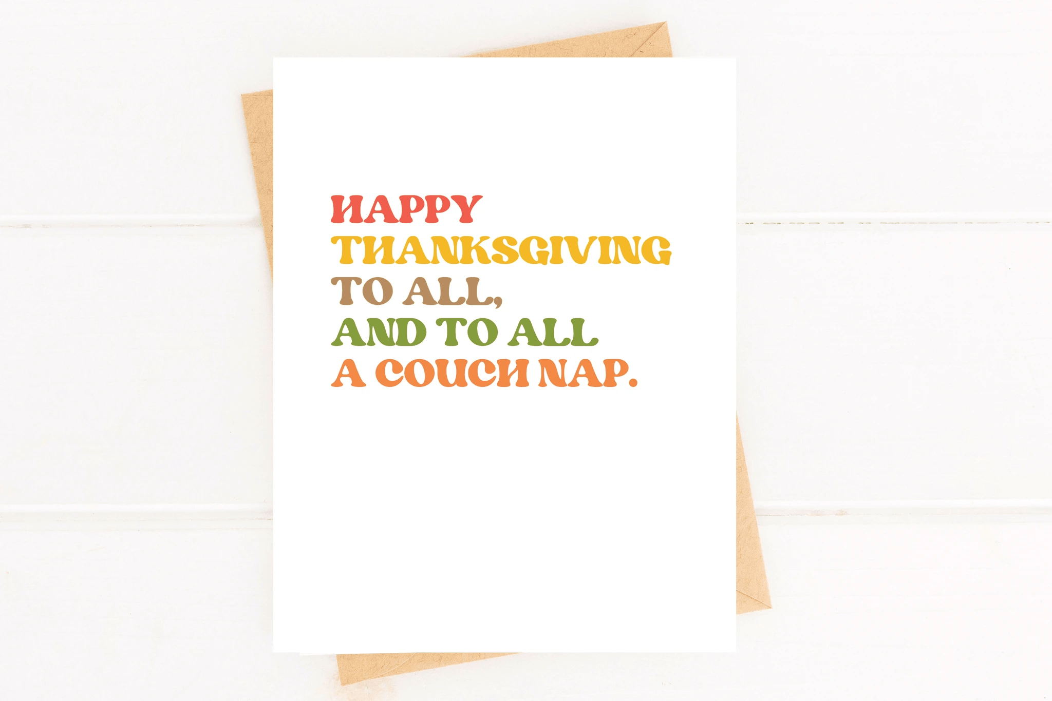 Couch Nap Funny Thanksgiving Card Cute Turkey Day Card by Five Dot Post