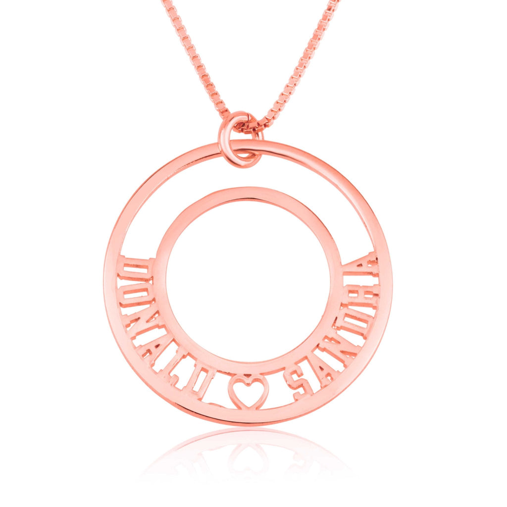 Couple Necklace With Two Names And A Heart