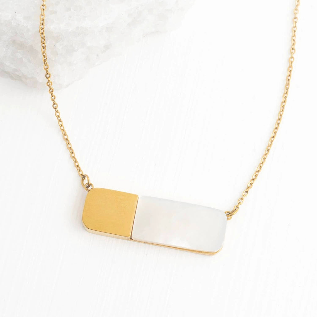 Courage Light and Gold Mother of Pearl Necklace by Ethical Trade Co