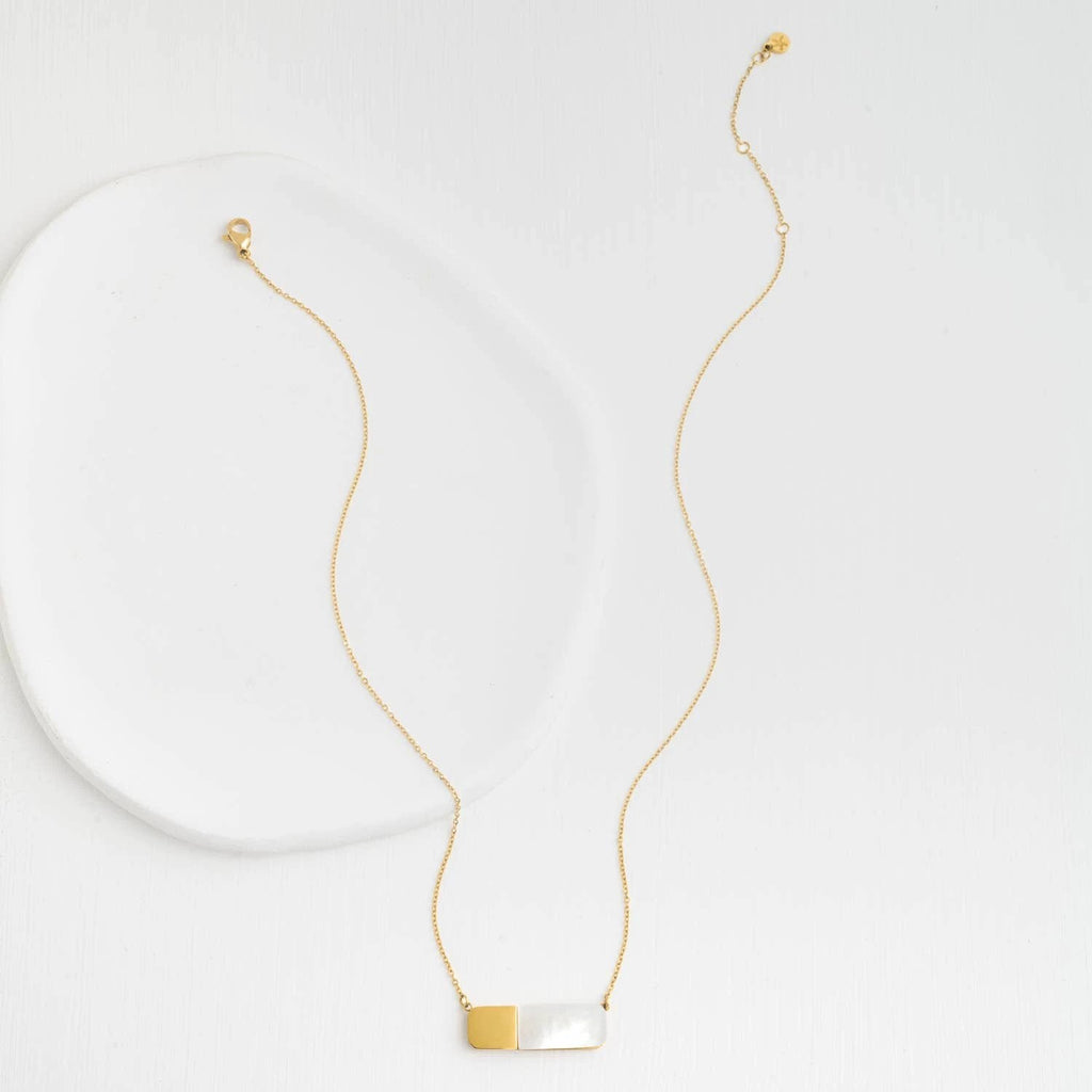 Courage Light and Gold Mother of Pearl Necklace by Ethical Trade Co