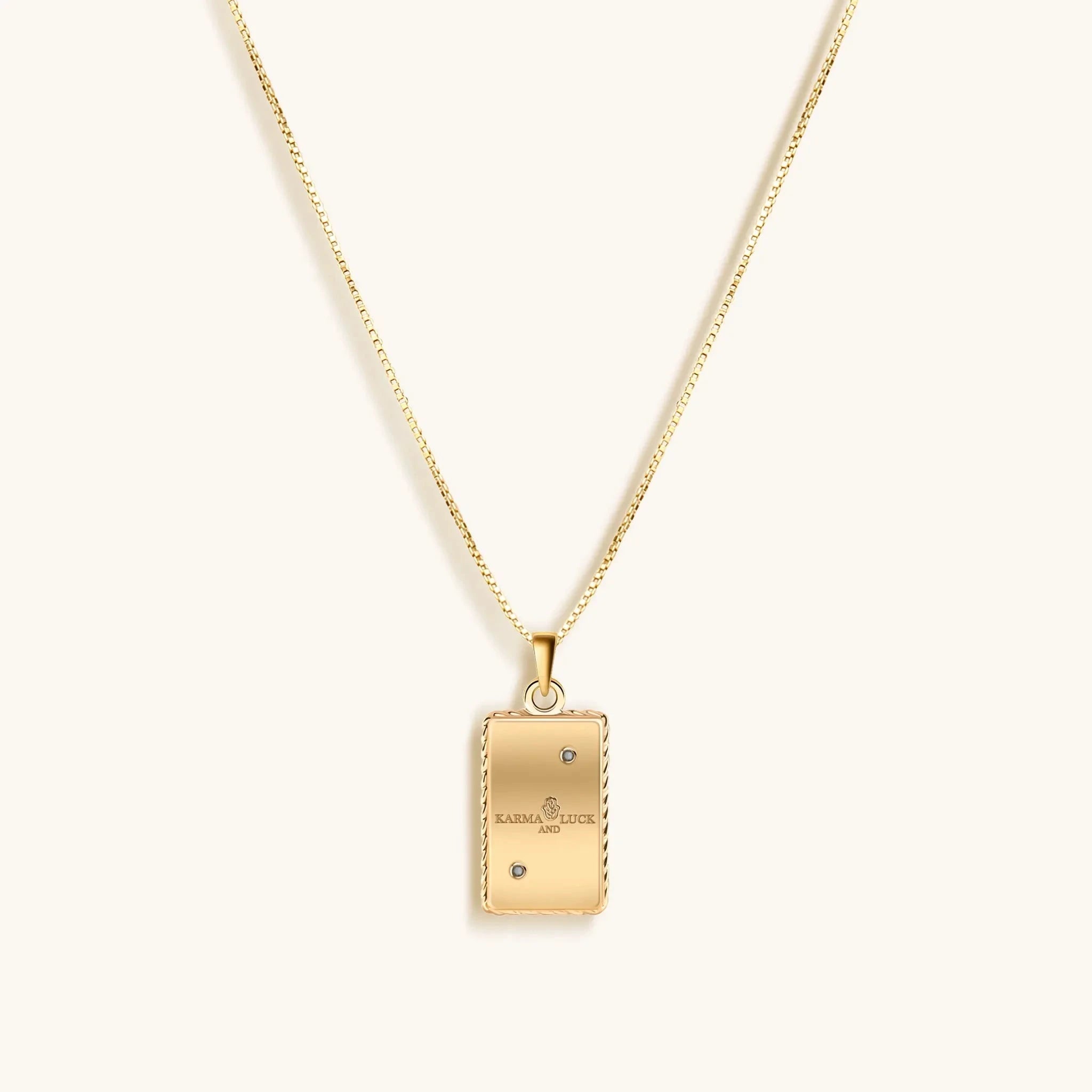 Courageous Soul - White Enamel Aries Card Necklace by Karma and Luck