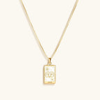 Courageous Soul - White Enamel Aries Card Necklace by Karma and Luck