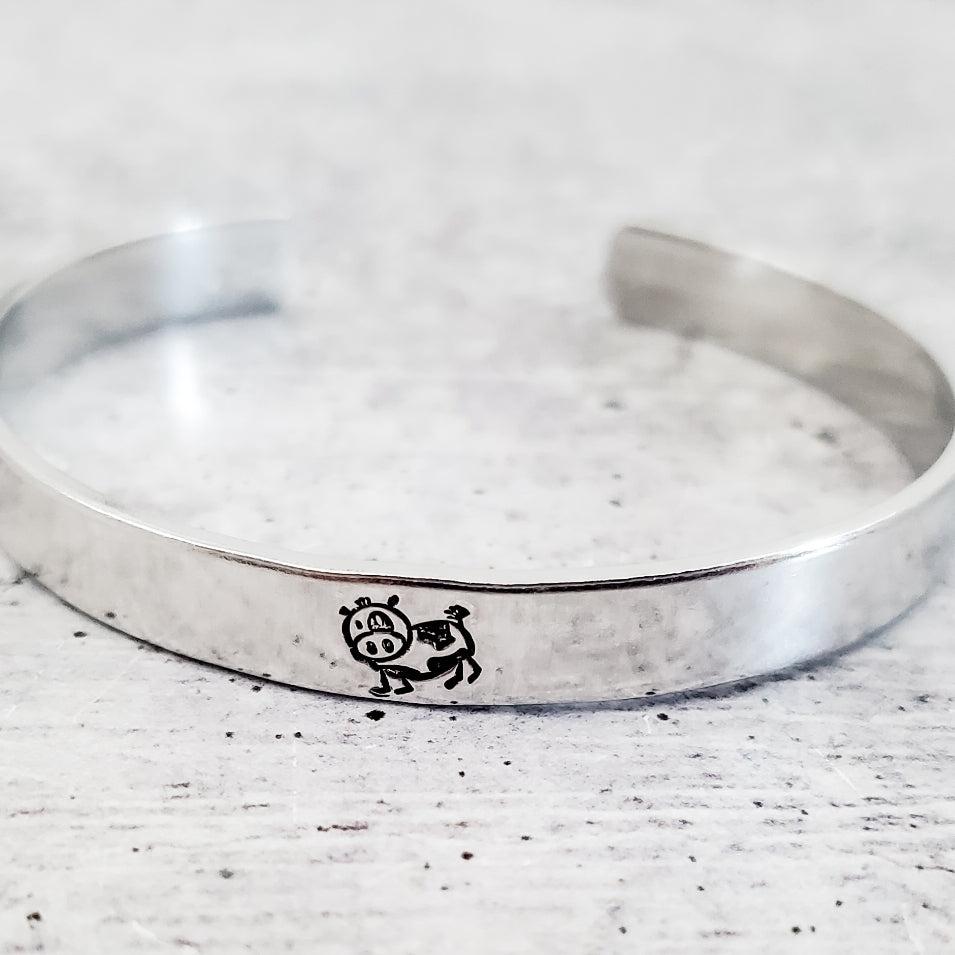 Cow Cuff Vegan Stacking Cuff Bracelet Stamped Cuffs La Vie Bien Cow Cuff Vegan Stacking Cuff Bracelet