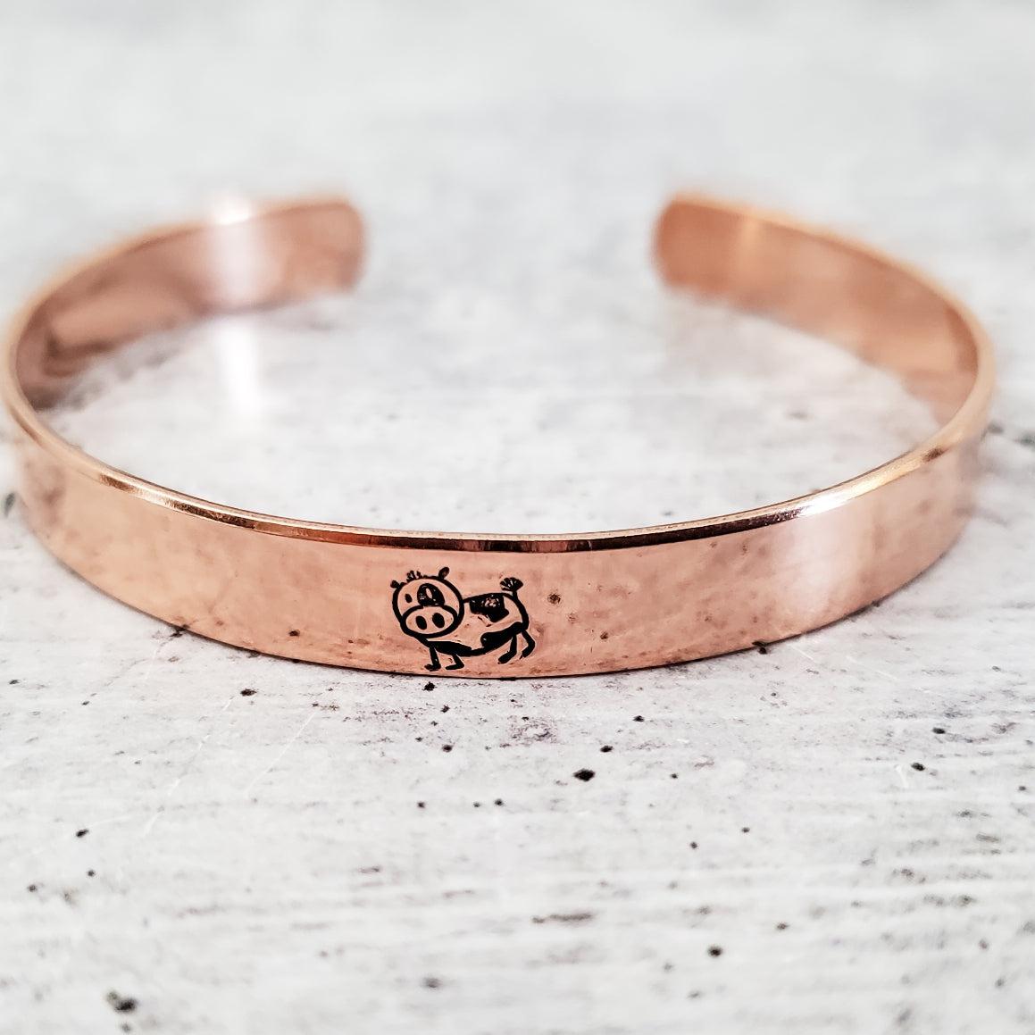 Cow Cuff Vegan Stacking Cuff Bracelet Stamped Cuffs La Vie Bien Cow Cuff Vegan Stacking Cuff Bracelet
