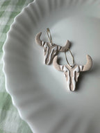Cow Skulls earrings, 14k gold plated, handmade with polymer clay, Nickel free