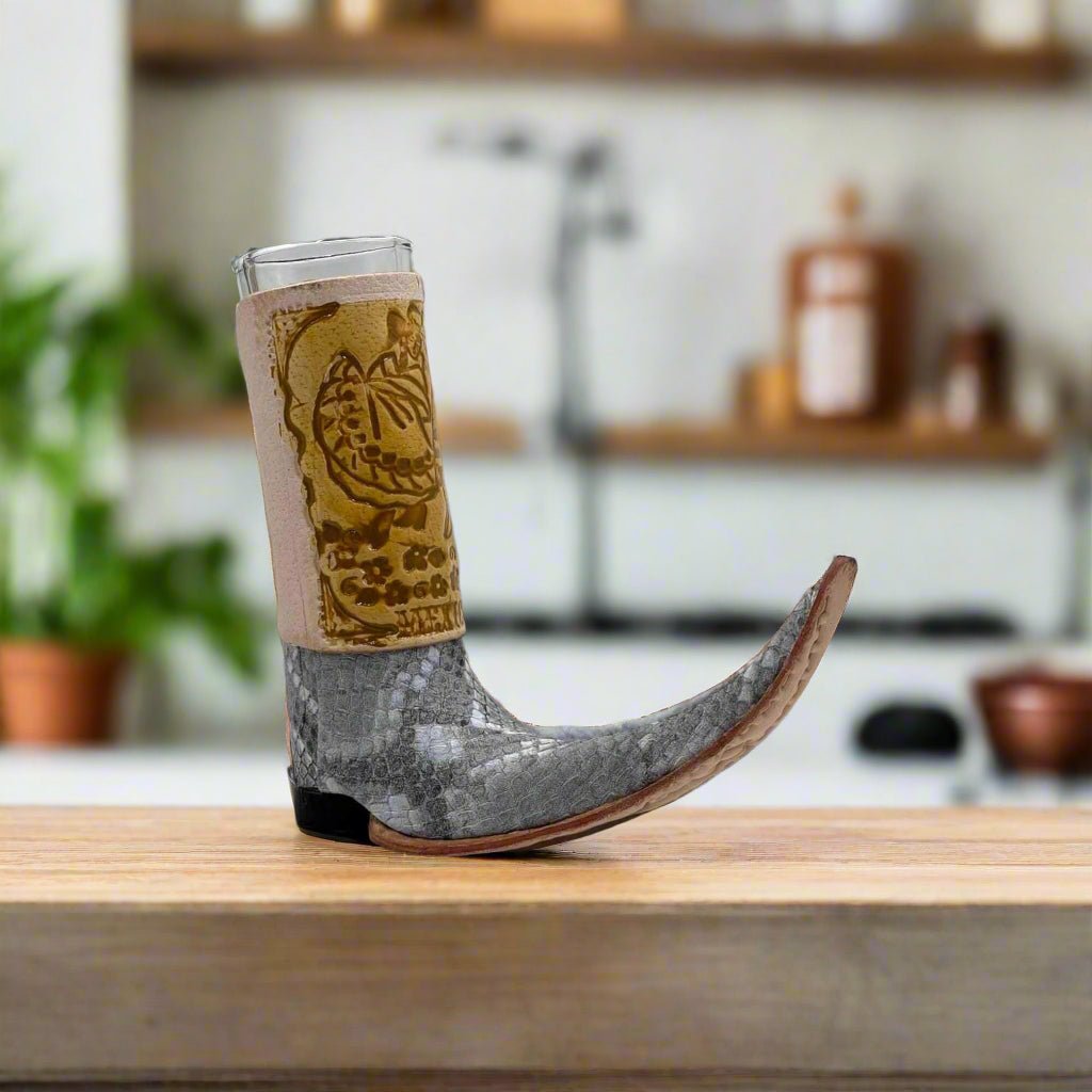 Cowboy Boot Shot Glass | Authentic Mexican Leather-Wrapped Glass Mexican Shot Glass La Vie Bien Cowboy Boot Shot Glass | Authentic Mexican Leather-Wrapped Glass