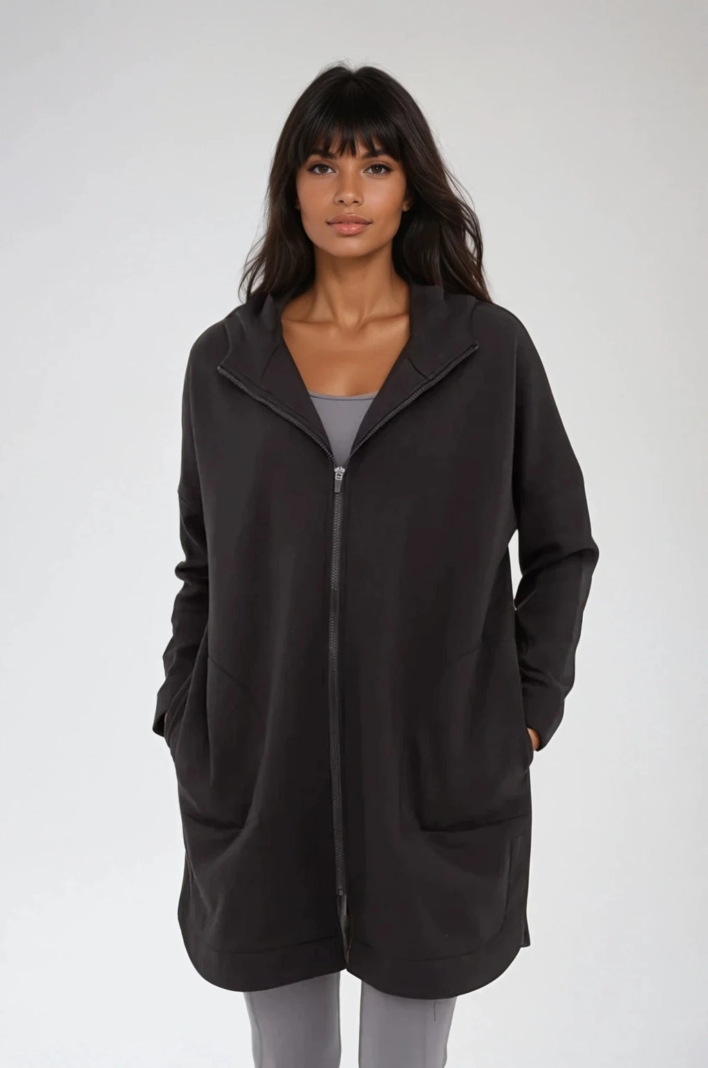 Cozy Comfort Zip Up Hoodie Jacket Black Clothing La Vie Bien Cozy Comfort Zip Up Hoodie Jacket Black