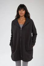 Cozy Comfort Zip Up Hoodie Jacket Black Clothing La Vie Bien Cozy Comfort Zip Up Hoodie Jacket Black