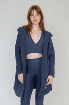 Cozy Comfort Zip Up Hoodie Jacket Teal Navy Clothing La Vie Bien Cozy Comfort Zip Up Hoodie Jacket Teal Navy