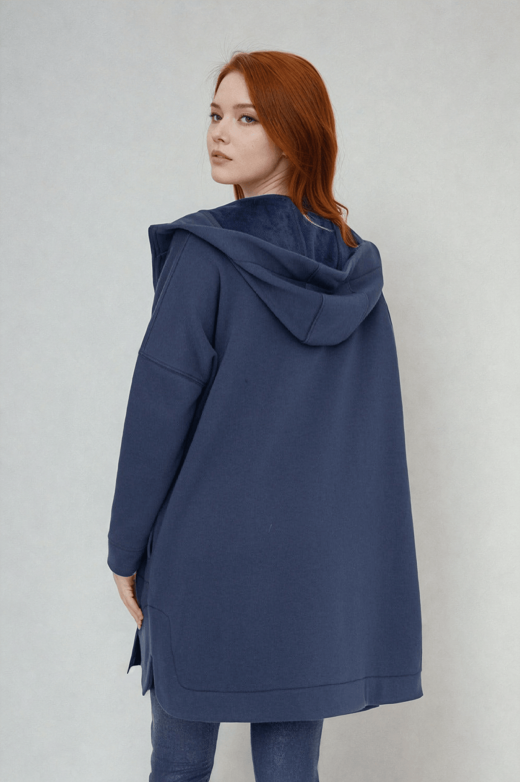 Cozy Comfort Zip Up Hoodie Jacket Teal Navy Clothing La Vie Bien Cozy Comfort Zip Up Hoodie Jacket Teal Navy