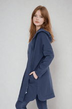 Cozy Comfort Zip Up Hoodie Jacket Teal Navy Clothing La Vie Bien Cozy Comfort Zip Up Hoodie Jacket Teal Navy