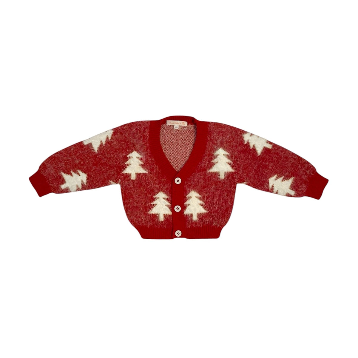 Cozy Holiday Sweater Cardigan in Winter Forest Red Cardigan La Vie Bien Cozy Holiday Sweater Cardigan in Winter Forest Red