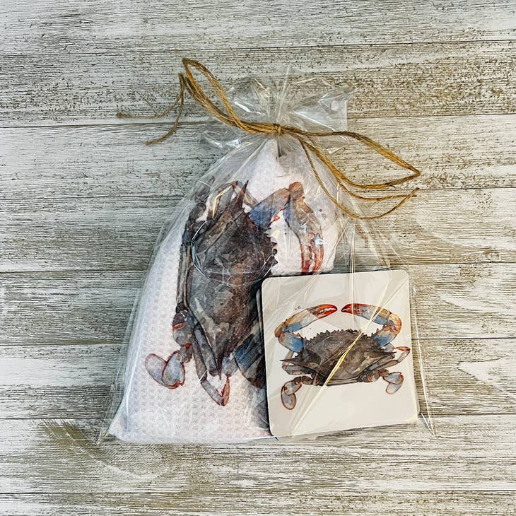 Crab Towel and Coasters Kitchen Accessories La Vie Bien Crab Towel and Coasters