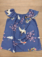 Cranes, Koi and Cherry Blossoms Women's Off The Shoulder Top "Sakura Dreams" - For summer date nights Blouse La Vie Bien Cranes, Koi and Cherry Blossoms Women's Off The Shoulder Top "Sakura Dreams" - For summer date nights