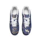 Cranes, koi fish, and cherry blossom indigo lace-up Unisex "Sakura Dreams" Low Top Leather Sneakers Shoes La Vie Bien Cranes, koi fish, and cherry blossom indigo lace-up Unisex "Sakura Dreams" Low Top Leather Sneakers