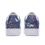 Cranes, koi fish, and cherry blossom indigo lace-up Unisex "Sakura Dreams" Low Top Leather Sneakers Shoes La Vie Bien Cranes, koi fish, and cherry blossom indigo lace-up Unisex "Sakura Dreams" Low Top Leather Sneakers