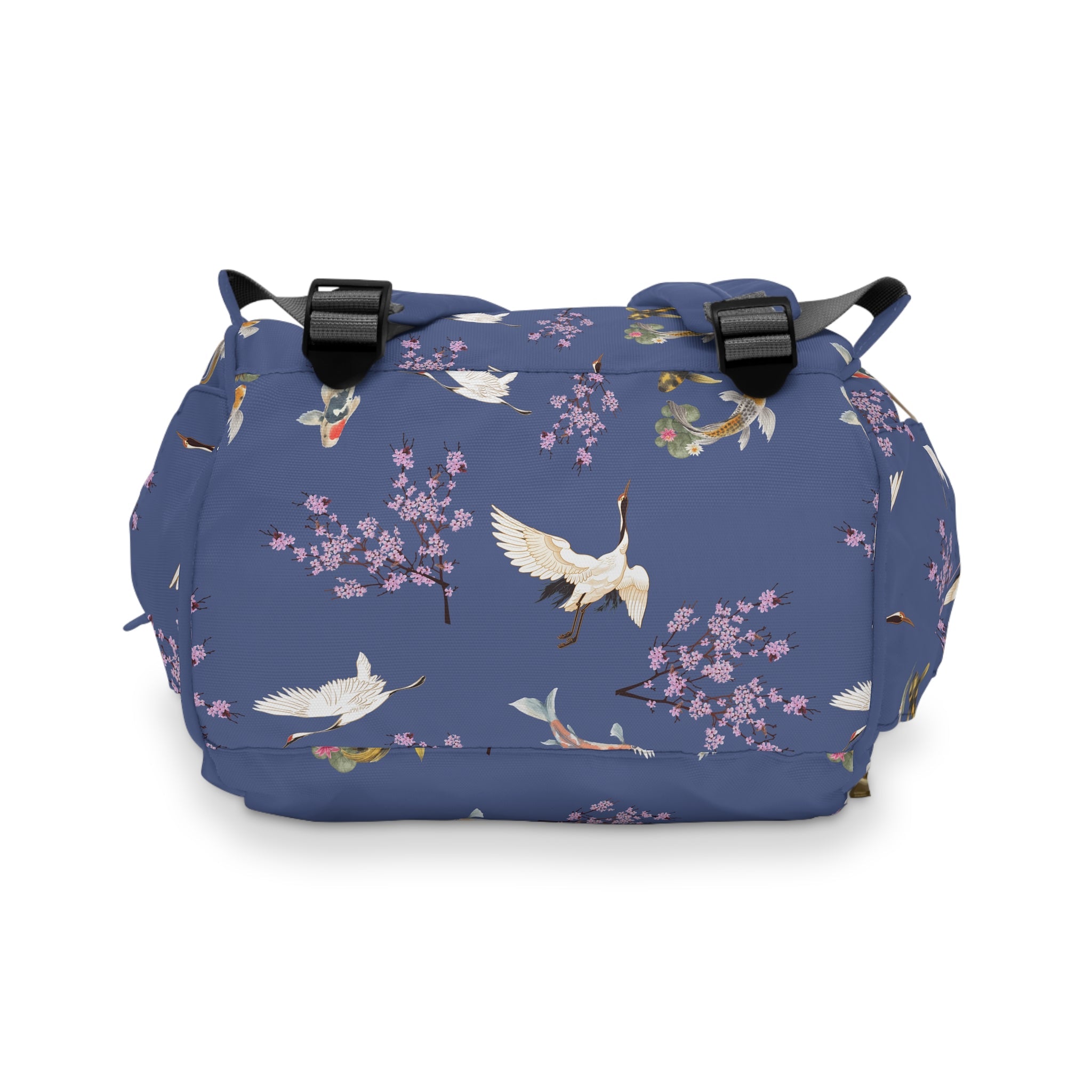 Cranes, Koi fish, and Cherry Blossoms Diaper Backpack - Japanese nature inspired diaper bag La Vie Bien Cranes, Koi fish, and Cherry Blossoms Diaper Backpack - Japanese nature inspired