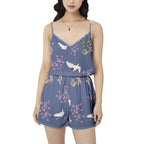 Cranes, koi fish, and Cherry Blossoms "Sakura Dreams" 2-piece Cami Top and Short Pajama Set Two-pieces La Vie Bien Cranes, koi fish, and Cherry Blossoms "Sakura Dreams" 2-piece Cami Top and Short Pajama Set