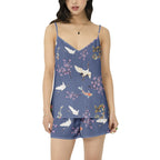 Cranes, koi fish, and Cherry Blossoms "Sakura Dreams" 2-piece Cami Top and Short Pajama Set Two-pieces La Vie Bien Cranes, koi fish, and Cherry Blossoms "Sakura Dreams" 2-piece Cami Top and Short Pajama Set