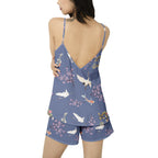 Cranes, koi fish, and Cherry Blossoms "Sakura Dreams" 2-piece Cami Top and Short Pajama Set Two-pieces La Vie Bien Cranes, koi fish, and Cherry Blossoms "Sakura Dreams" 2-piece Cami Top and Short Pajama Set