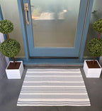 Cream and Grey Striped Accent Rug - 24x36 inches by Nickel Designs Custom Doormats