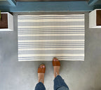 Cream and Grey Striped Accent Rug - 24x36 inches by Nickel Designs Custom Doormats