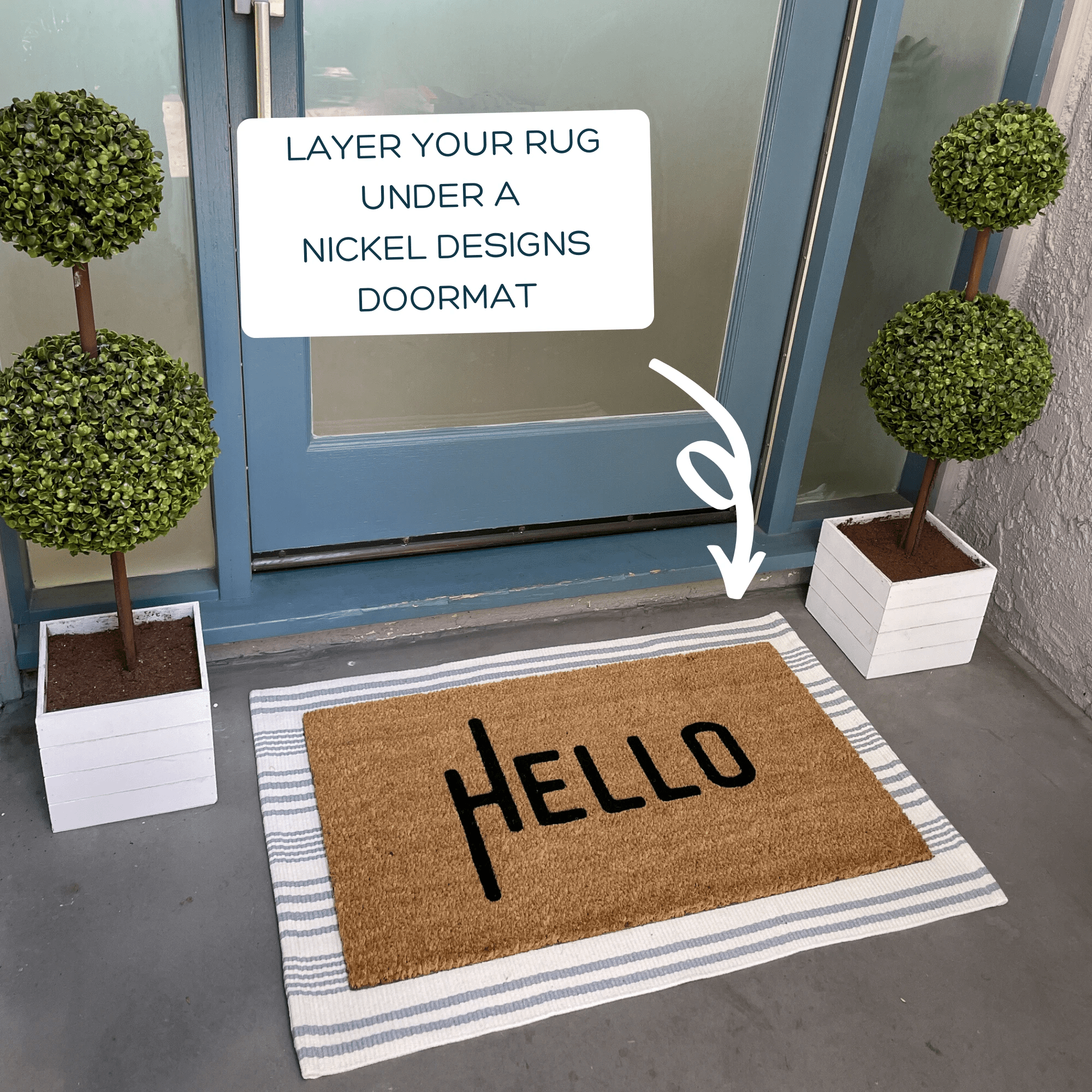 Cream and Grey Striped Accent Rug - 24x36 inches by Nickel Designs Custom Doormats
