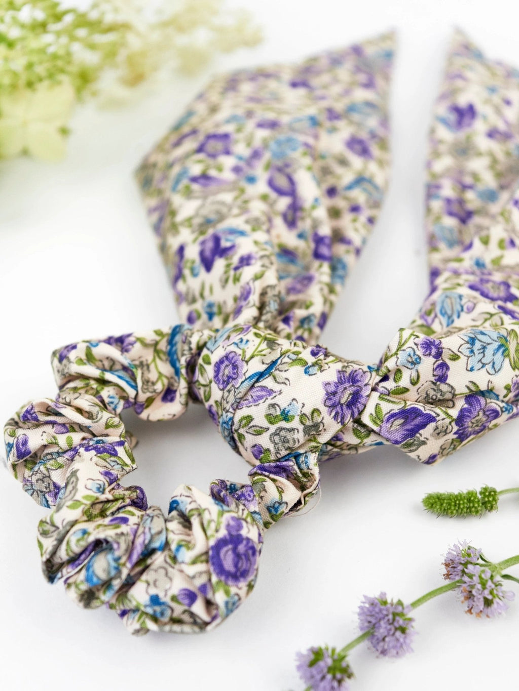 Cream Floral Scarf Scrunchie by Ash & Rose