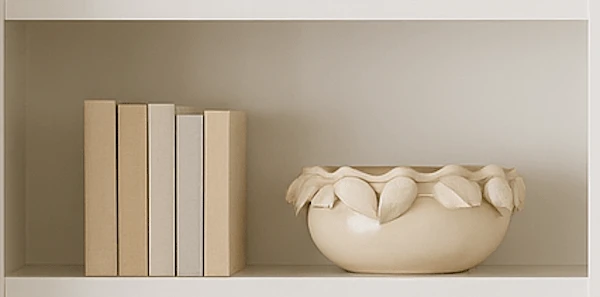 Cream Stoneware Bowl with Lemons – Decorative Accent by White Cliff Studio