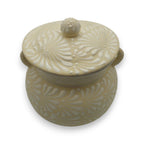 Cream Talavera Bean Pot with Lid | Handmade Mexican Clay