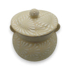 Cream Talavera Bean Pot with Lid | Handmade Mexican Clay Talavera Frijolero La Vie Bien Cream Talavera Bean Pot with Lid | Handmade Mexican Clay