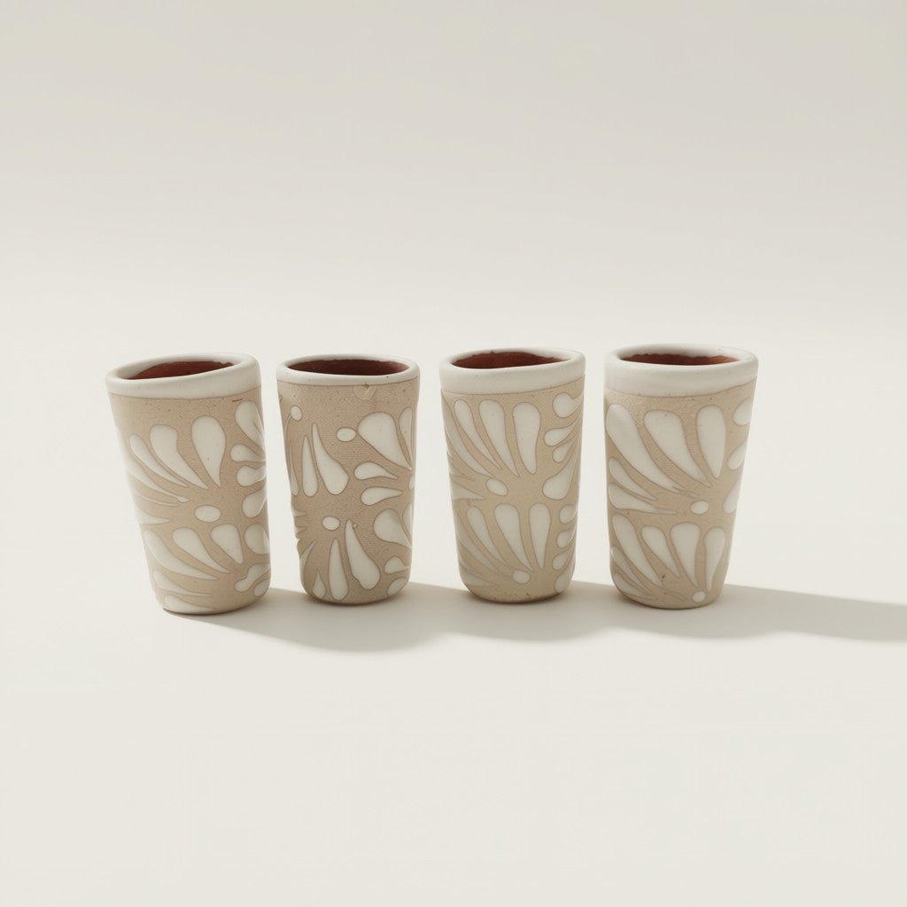 Cream Talavera Shot Glass | Handmade Mexican Ceramic Mexican Shot Glass La Vie Bien Cream Talavera Shot Glass | Handmade Mexican Ceramic