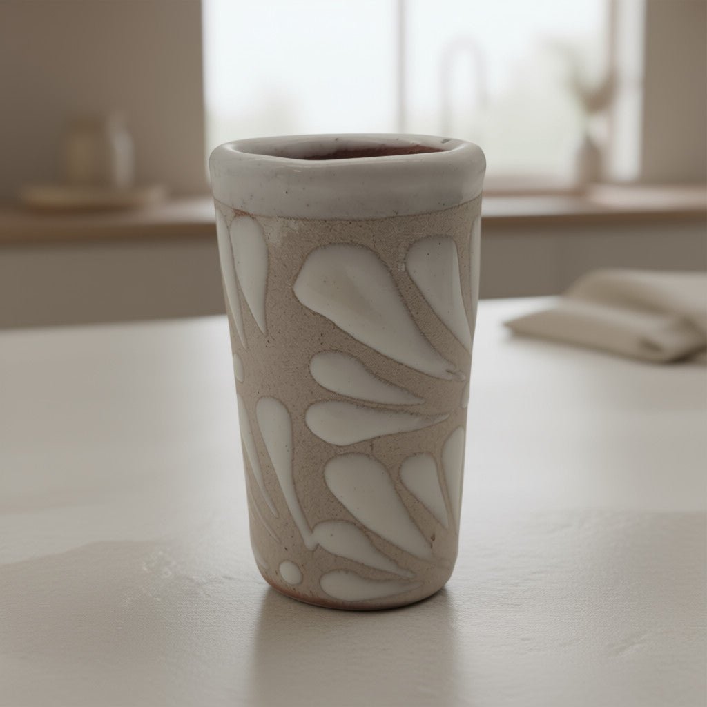 Cream Talavera Shot Glass | Handmade Mexican Ceramic Mexican Shot Glass La Vie Bien Cream Talavera Shot Glass | Handmade Mexican Ceramic