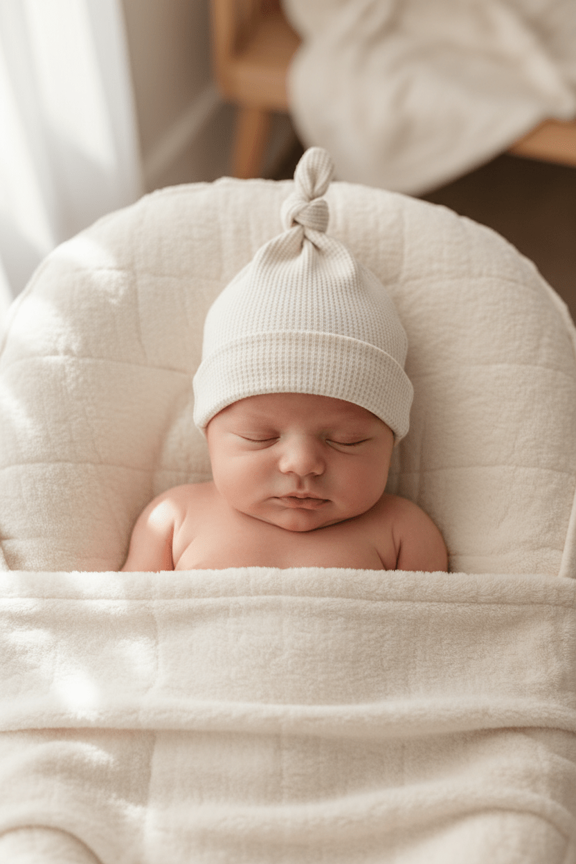 Cream Waffle Knit Newborn Baby Knot Hat La Vie Bien Cream Waffle Knit Newborn Baby Knot Hat