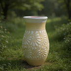 Cream & White Talavera Vase | Handmade Floral Pottery Talavera Planter La Vie Bien Cream & White Talavera Vase | Handmade Floral Pottery