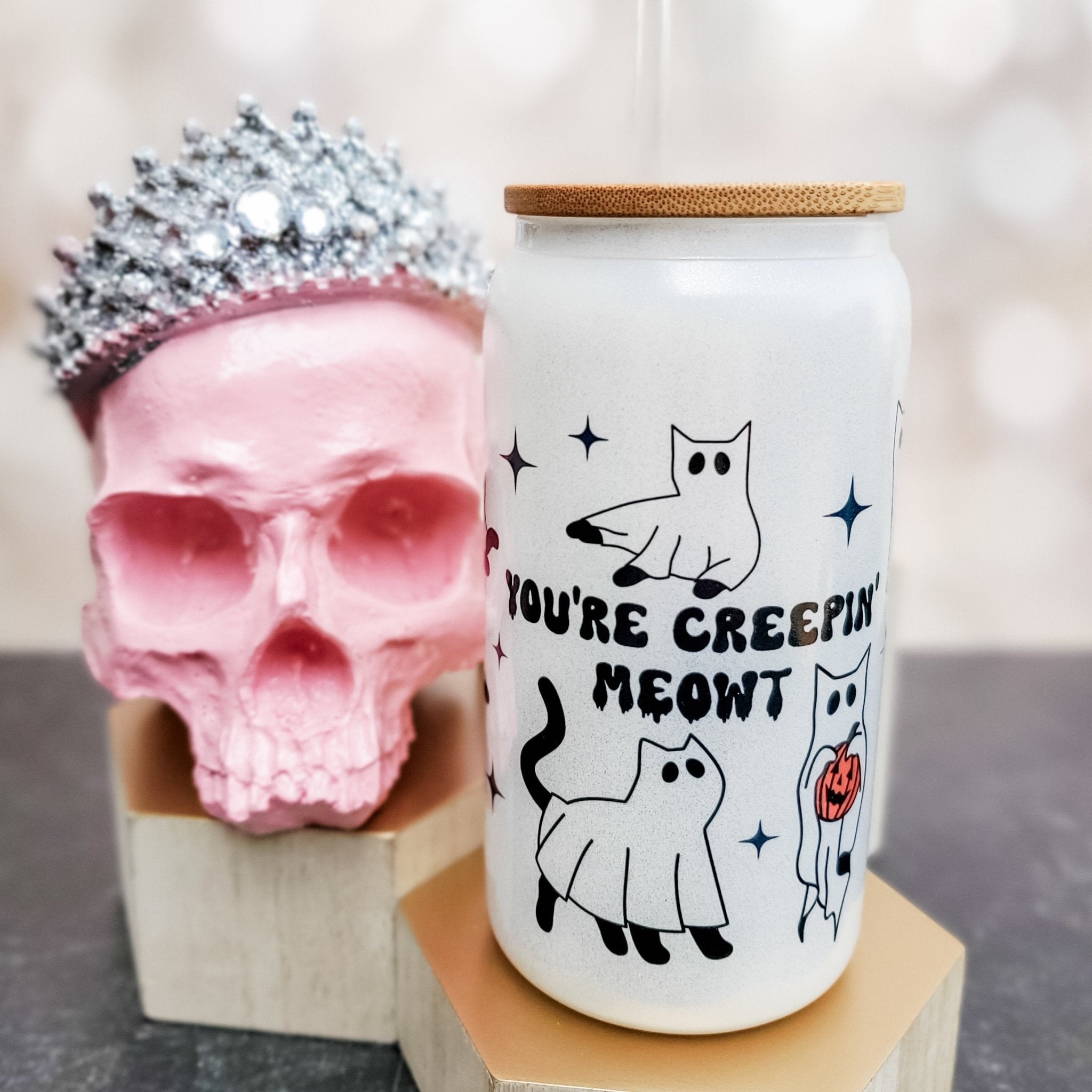 Creepy Ghost Cat Halloween Cup Drinkware La Vie Bien Creepy Ghost Cat Halloween Cup