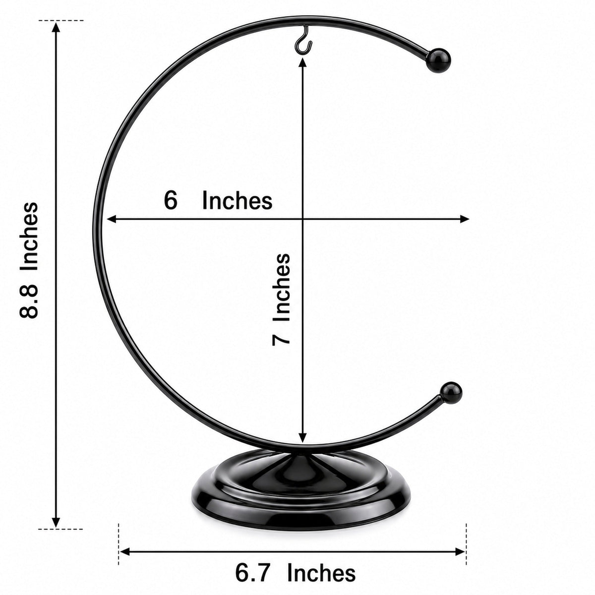 Crescent Moon Black Painted Metal Ornament Display Stand 8.8 Inches Ornament Stands La Vie Bien Crescent Moon Black Painted Metal Ornament Display Stand 8.8 Inches