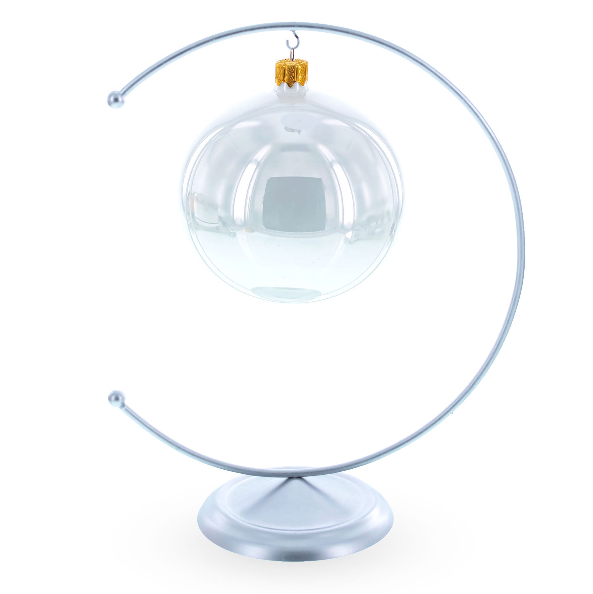 Crescent Moon Silver Metal Ornament Display Stand 8.8 Inches Ornament Stands La Vie Bien Crescent Moon Silver Metal Ornament Display Stand 8.8 Inches