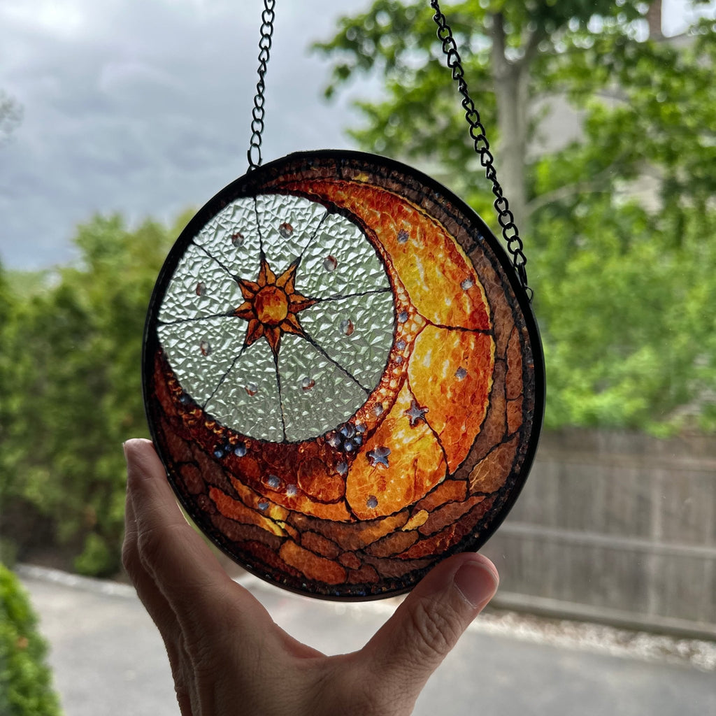 Crescent Moon & Sun Suncatcher Gifts La Vie Bien Crescent Moon & Sun Suncatcher