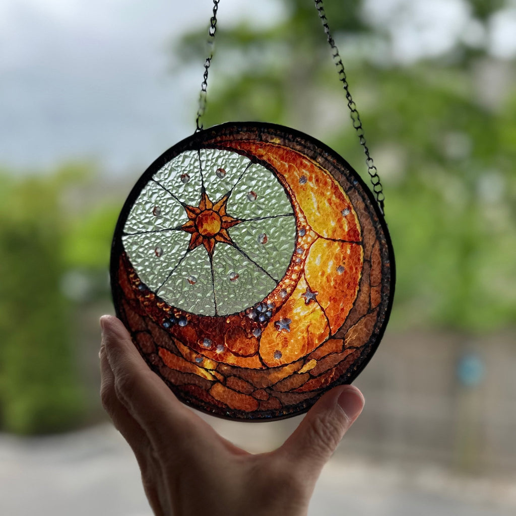 Crescent Moon & Sun Suncatcher Gifts La Vie Bien Crescent Moon & Sun Suncatcher