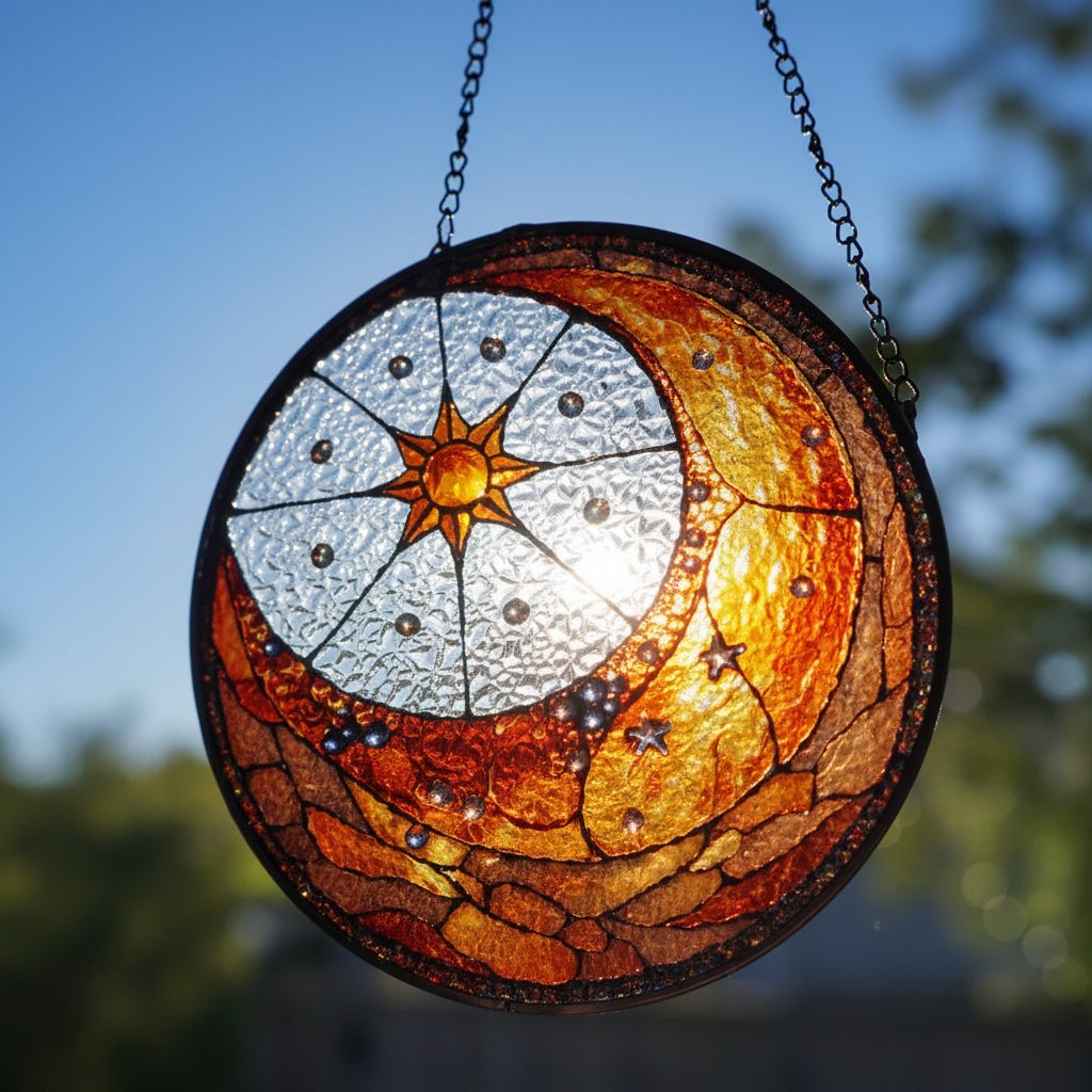 Crescent Moon & Sun Suncatcher Gifts La Vie Bien Crescent Moon & Sun Suncatcher