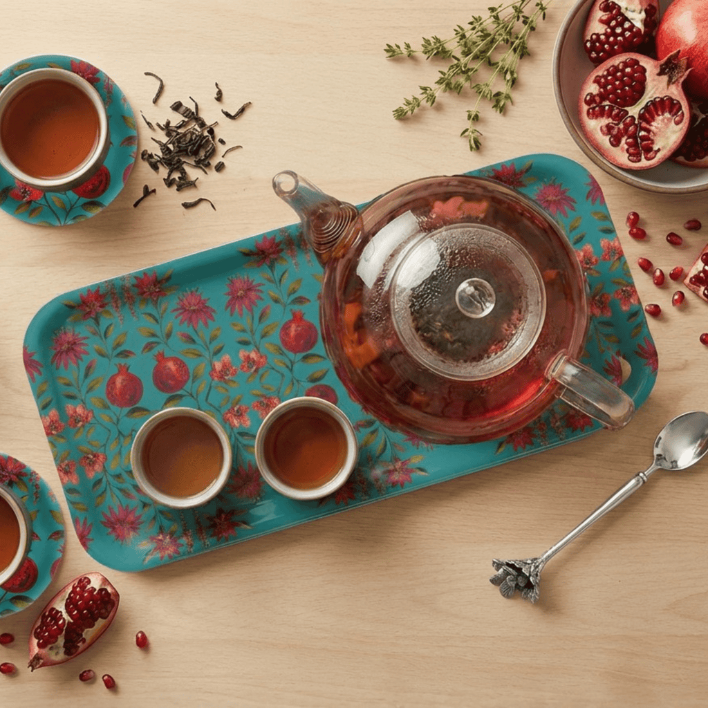 Crimson Garden Narrow Birchwood Small Decorative Tray Kitchen & Dining La Vie Bien Crimson Garden Narrow Birchwood Small Decorative Tray