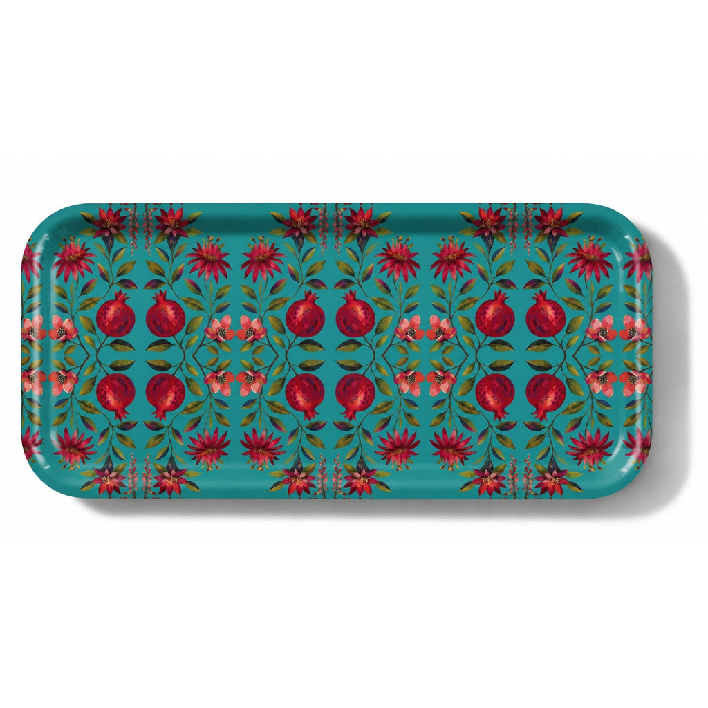 Crimson Garden Narrow Birchwood Small Decorative Tray Kitchen & Dining La Vie Bien Crimson Garden Narrow Birchwood Small Decorative Tray