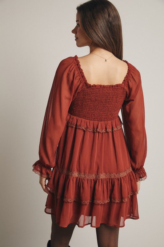 Crinkled Tiered Boho Mini Dress Dress La Vie Bien Crinkled Tiered Boho Mini Dress