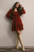 Crinkled Tiered Boho Mini Dress Dress La Vie Bien Crinkled Tiered Boho Mini Dress