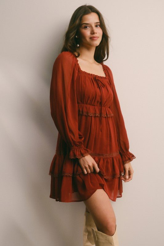 Crinkled Tiered Boho Mini Dress Dress La Vie Bien Crinkled Tiered Boho Mini Dress