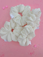 Crisp White Ribbed Scrunchy by Evie Pearl Handmade