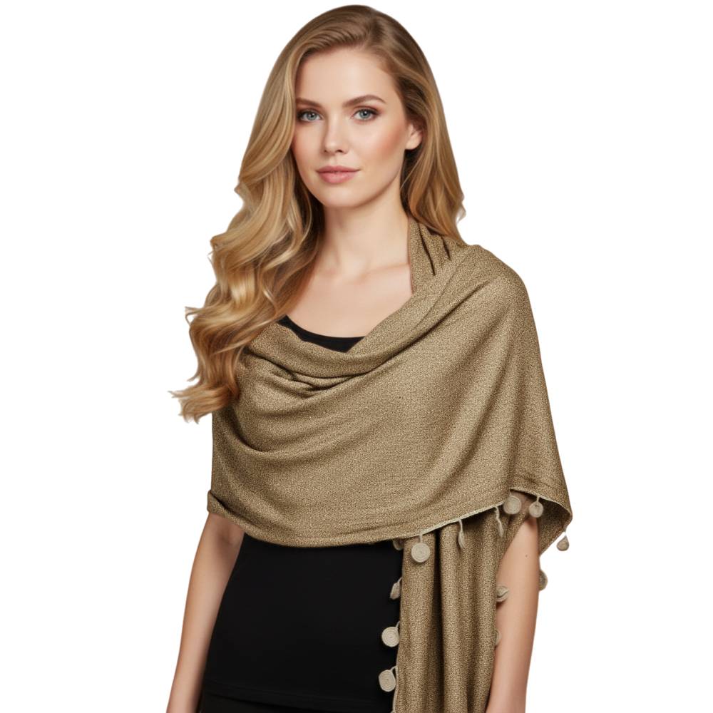 Crochet Coins Lace Tassels Oblong Scarf Shawl La Vie Bien Crochet Coins Lace Tassels Oblong Scarf Shawl