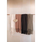 Crochet Fringe Woven Cotton Throw Blanket, Cream by White Cliff Studio
